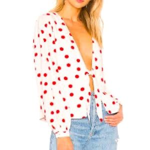 Lovers & Friends, Red and White Polkadot Front Tie Top, size Small.